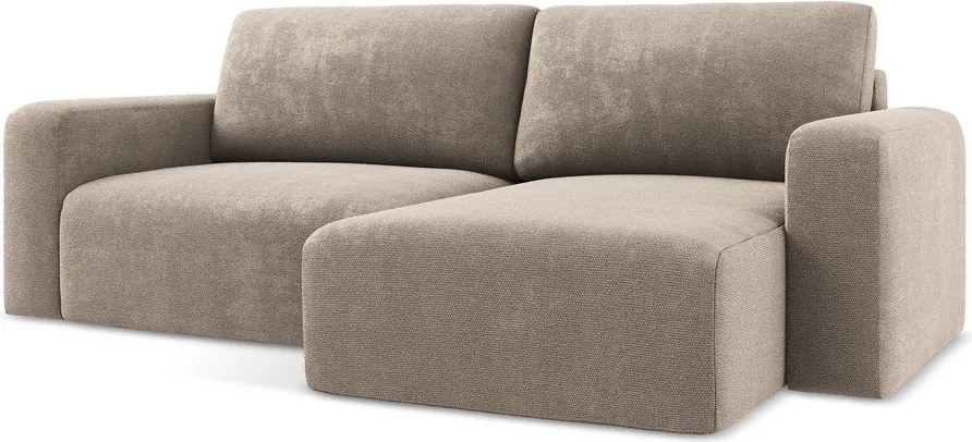 Colțar bej extensibil/cu spațiu de depozitare cu tapițerie din chenille (cu colț pe partea dreaptă/cu șezlong) Kona – Makamii