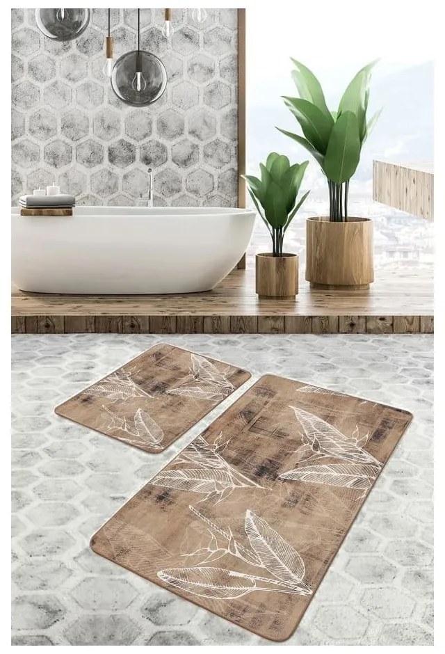 Covorașe de baie maro 2 buc. din catifea 60x100 cm – Mila Home