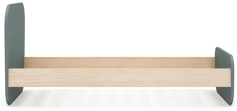 Pat pentru copii verde prăfuit cu aspect de lemn de pin cu somieră 90x190 cm Esteban – Marckeric