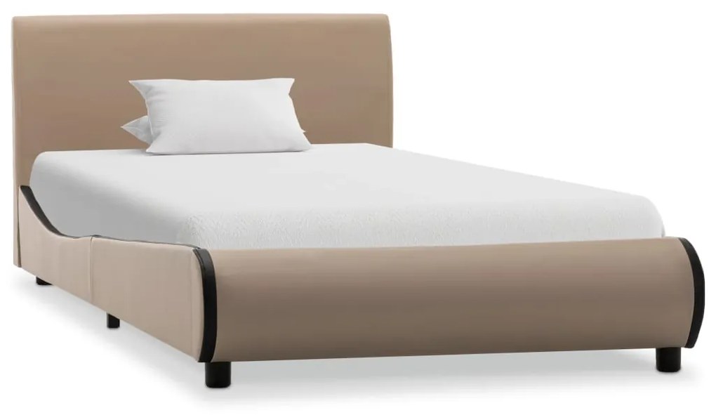 285009 vidaXL Cadru de pat, cappuccino, 100 x 200 cm, piele ecologică