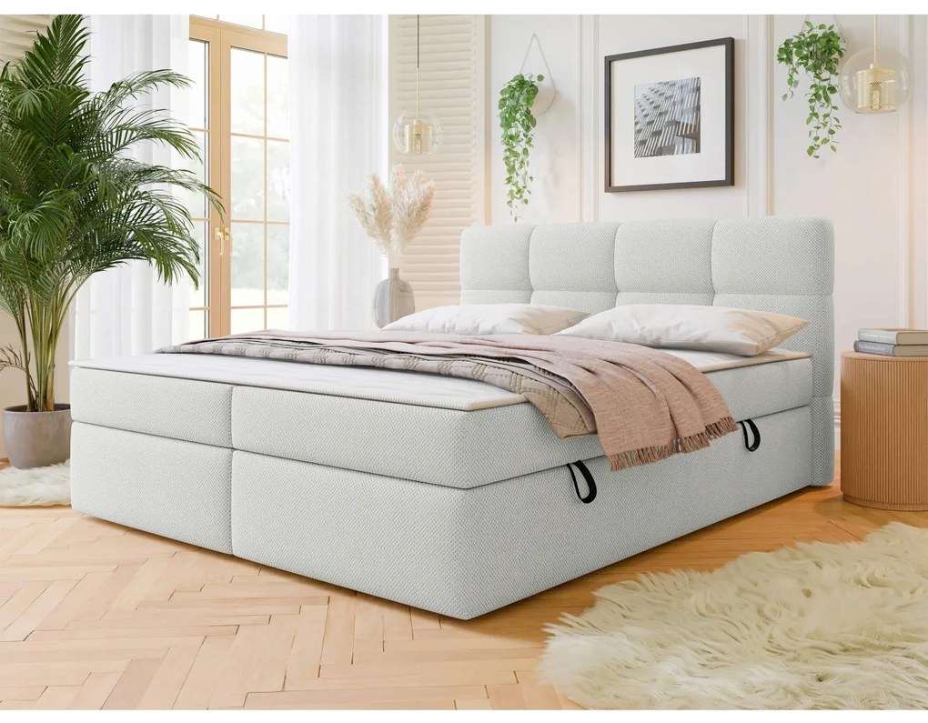 Pat matrimonial 140 cm Mejaso (Verde) (cu somieră și saltea) (cu sp. depozitare). Promo -17%. 1104183