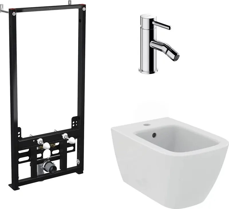 Pachet rama instalare Alca, bideu suspendat alb Ideal Standard I.life B si baterie bideu Omnires Y crom