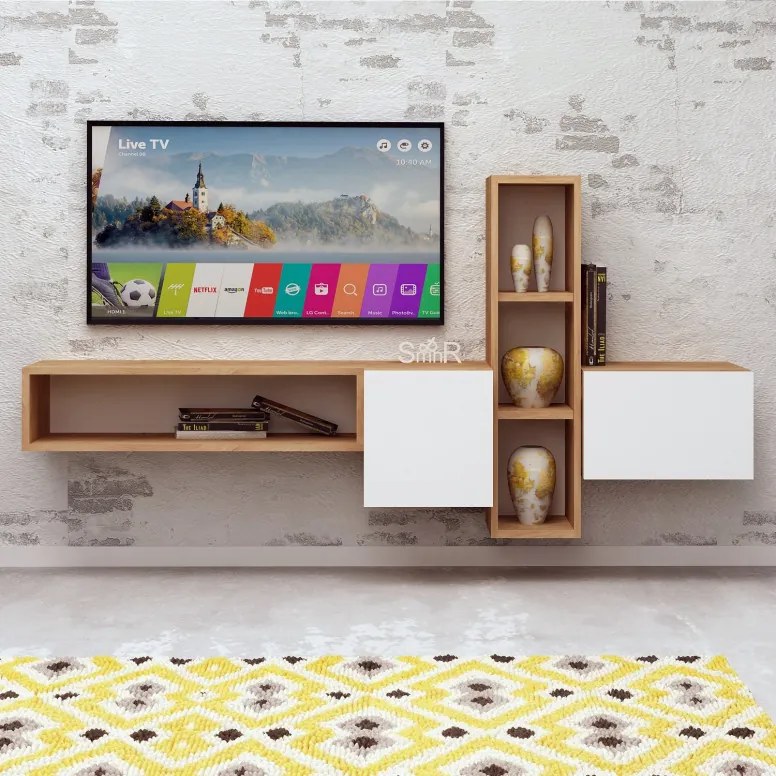 Ansamblu Comoda TV Kumkuat Oak-Alb