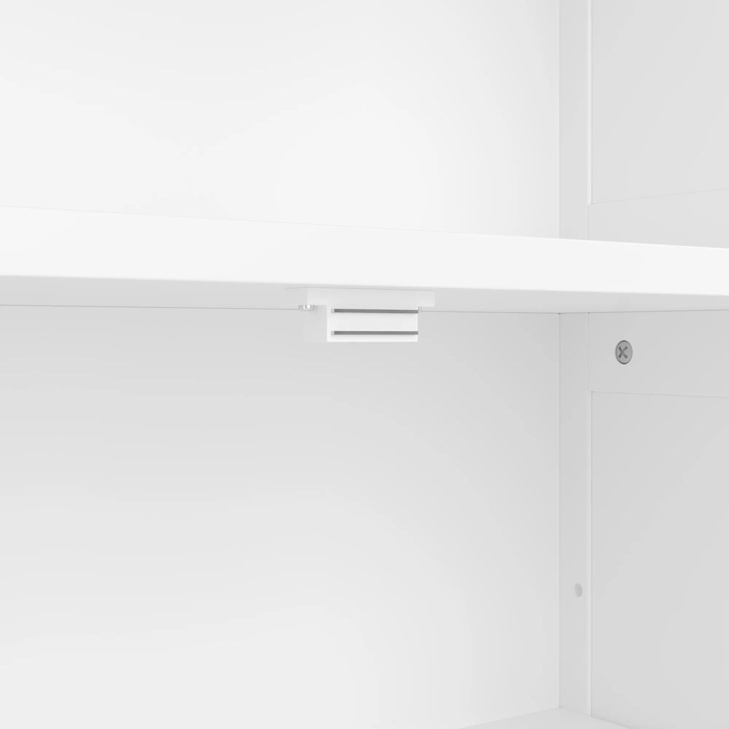 Dulap înalt pentru baie cu spațiu de depozitare, ușă de dulap din sticlă, rafturi ajustabile, 57,4x28,4x162,5 cm, Alb