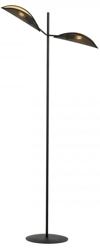 Lampadar modern negru din metal cu interior auriu Vene