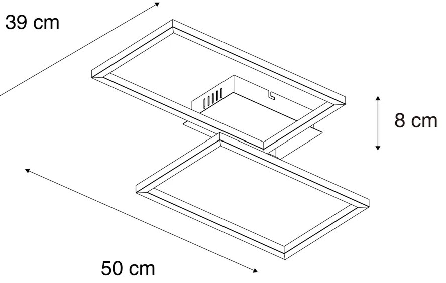Plafoniera pătrată neagră cu dimmer 3 trepte - Plazas Novo