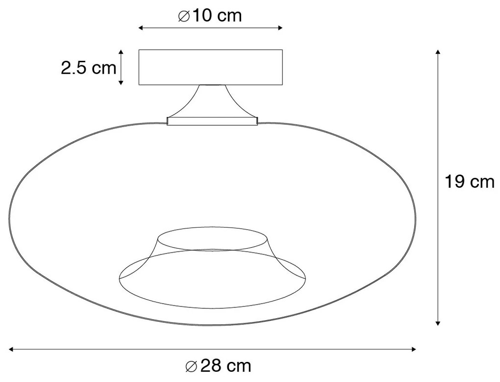 Plafoniera inteligentă neagră cu sticlă fumurie, inclusiv Wi-Fi P45 - Busa