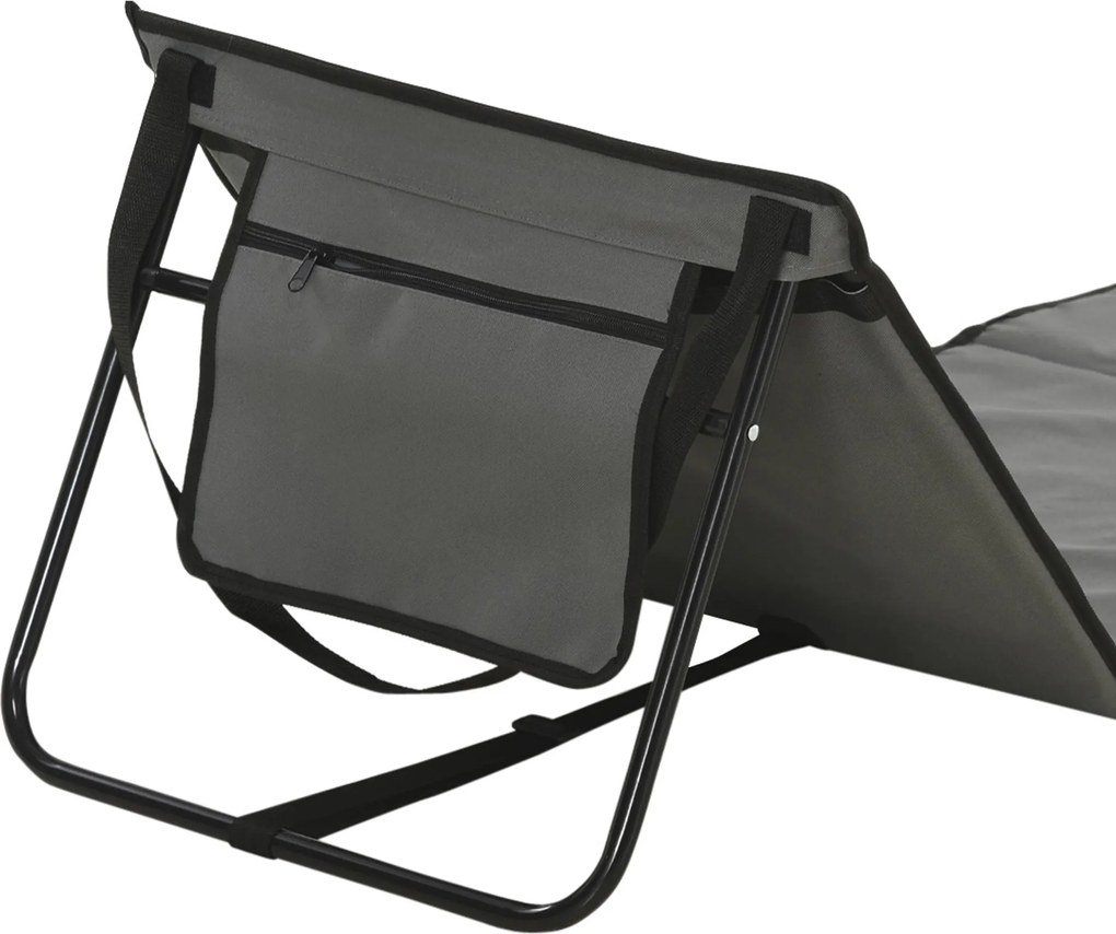 Outsunny Set 2 Șezlonguri Pliabile cu Unghi Reglabil și Buzunar cu Fermoar, 142x51x40 cm, Albastru | Aosom Romania