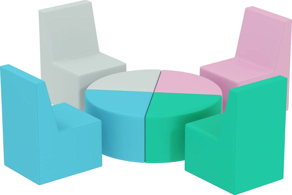 AIYAPLAY Set 8 piese blocuri din spumă pentru copii blocuri moi cu design masă și scaun pentru cățărat blocuri din PU multicolor | Aosom Romania