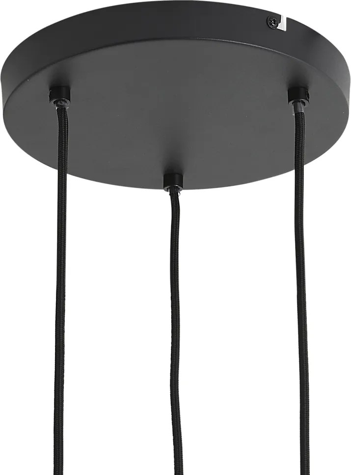 Lampă suspendată modernă neagră cu lemn și sticlă gri mat cu 3 lumini - Umbra