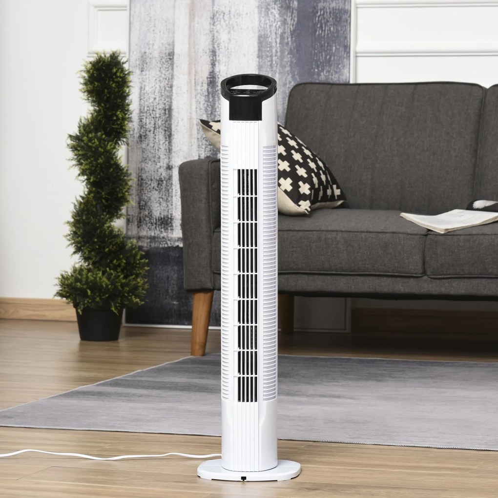 HOMCOM Ventilator tip Coloana Turn cu Telecomanda si Oscilatie, 3 Functii 3 Viteze, Timer 7.5 Ore, Ф20x78.5cm | Aosom Romania