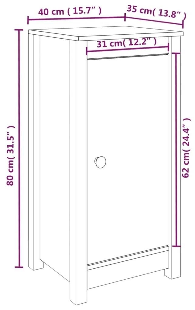 Servanta, gri, 40x35x80 cm, lemn masiv de pin 1, Gri, Dulap lateral cu 1 usa