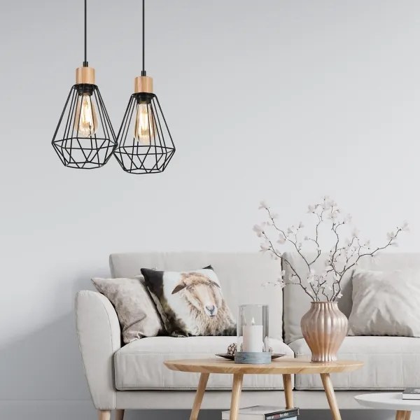 Lustră pe cablu Brilagi WOODY BASKET 2xE27/60W/230V stejar