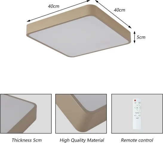 Brilagi-LED Plafonieră LED POOL, 36W, 230V, 3000-6000K, 40x40 cm, bej, cu dimmer și telecomandă