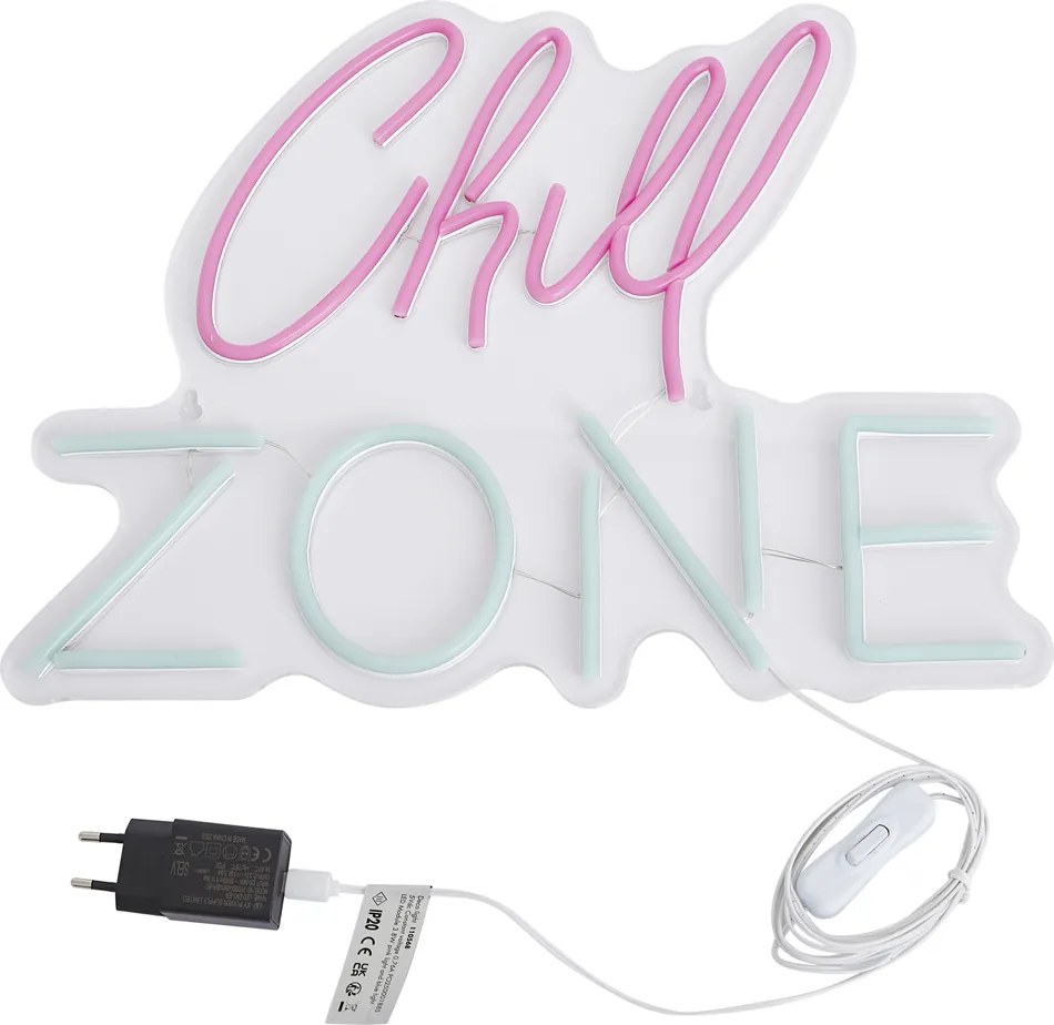 Lumină de perete cu neon roz cu albastru, incluzând LED - Chill Zone