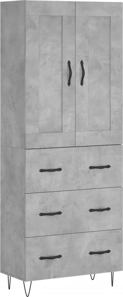 vidaXL Dulap înalt, gri beton, 69,5x34x180, lemn compozit