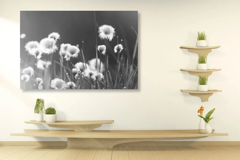 Tablou iarbă din bumbac în design alb-negru