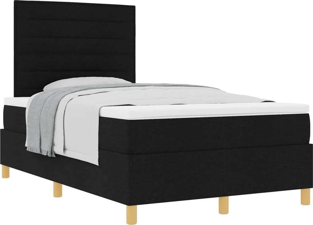 vidaXL Pat cu arcuri cu saltea Negru 120 x 190 cm țesătură