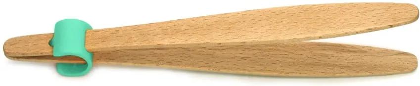 Cleşte din lemn de fag pentru legume, cu detalii verzi Jean Dubost Handy, lungime 22 cm