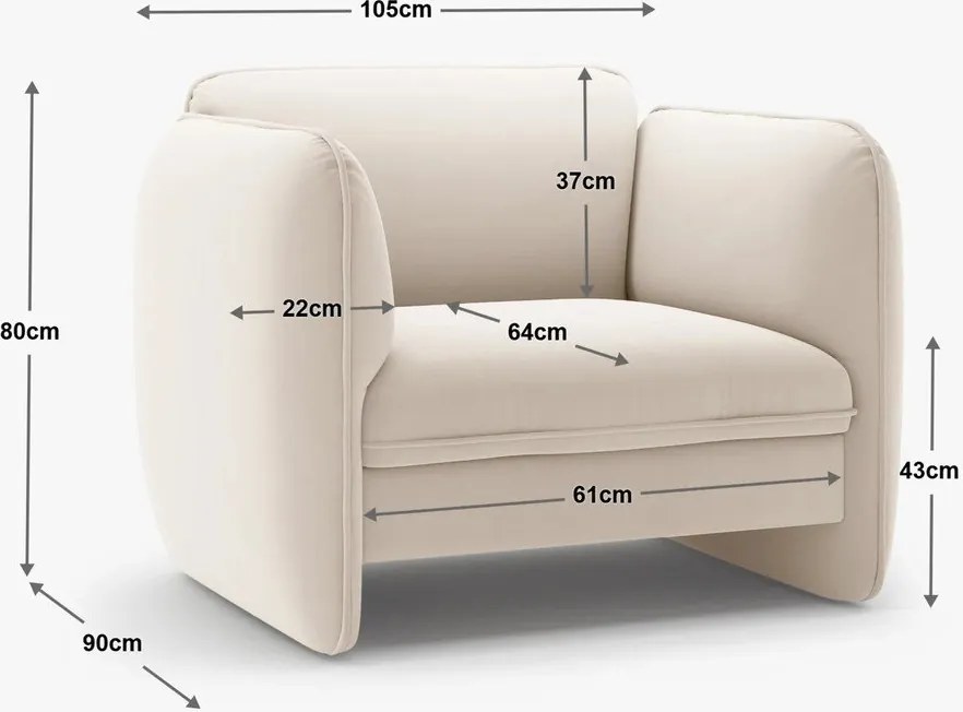 Fotoliu gri închis cu tapițerie din catifea Georgia – Micadoni