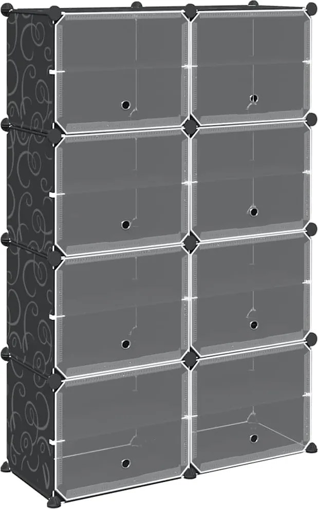vidaXL Organizator cub de depozitare cu 8 cuburi și uși PP negru