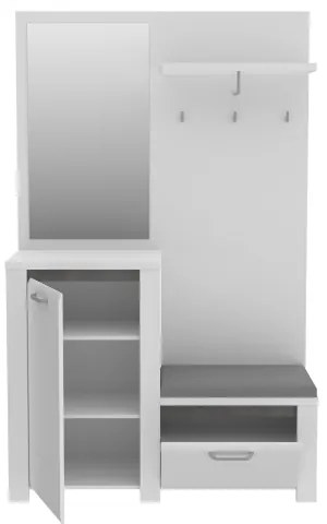 Set pentru hol HIRO cu oglindă, alb/gri