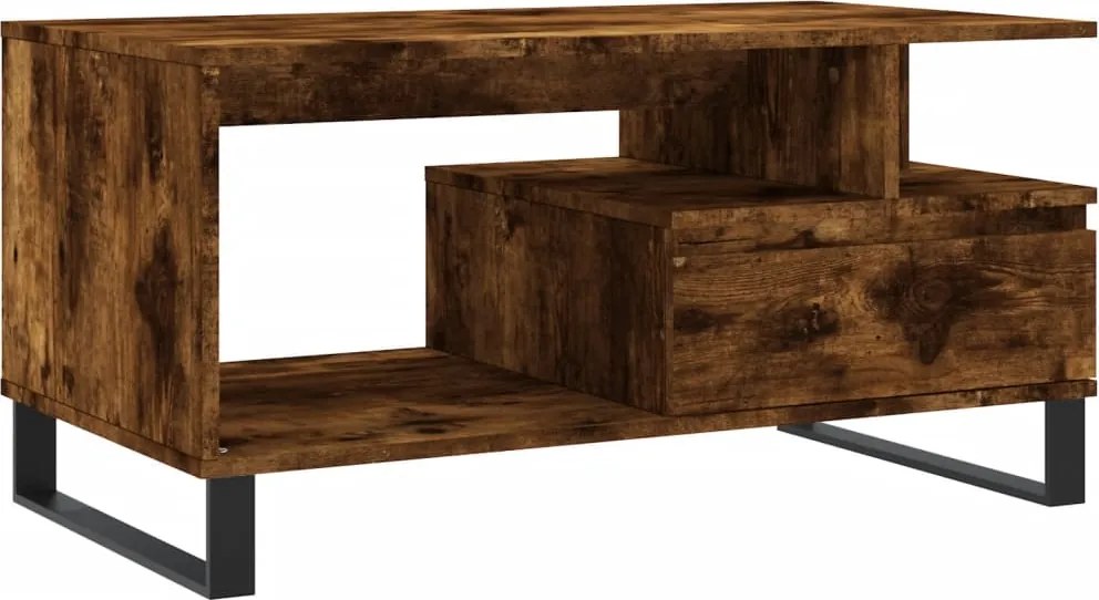 vidaXL Măsuță de cafea, stejar fumuriu, 90x49x45 cm, lemn prelucrat