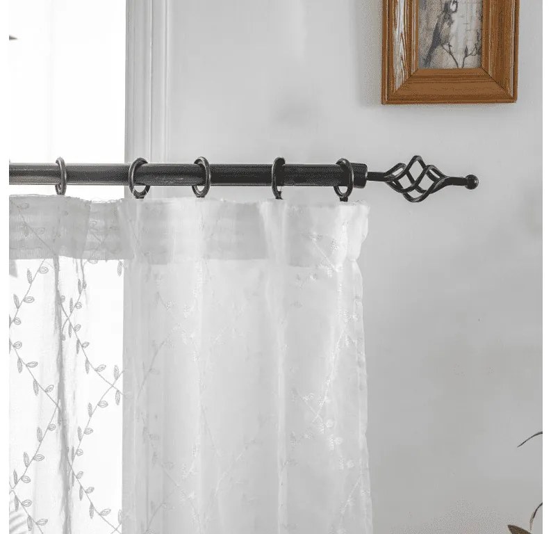 Perdea alba VINTORA cu model de frunze 140x250 cm Agatat: Rejansa