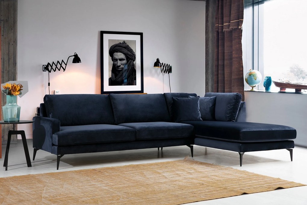 Canapea de colț Papira Corner Right (L3+Chl) - Navy Blue