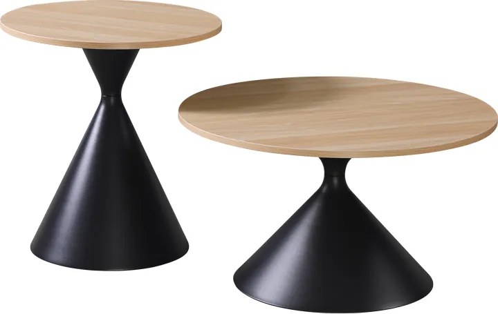 Set 2 Masuta Cafea Hammon Metal ,Blat MDF, Finisaj Natur