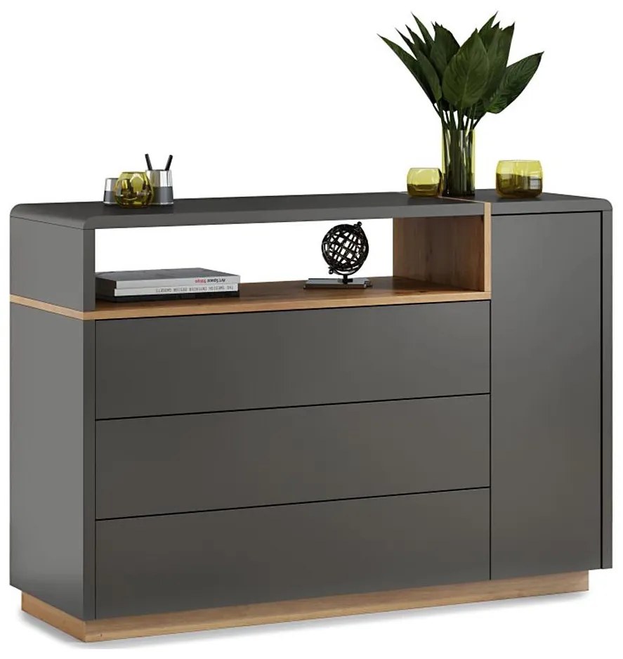 Dulap cu sertar FRED antracit/stejar artizan