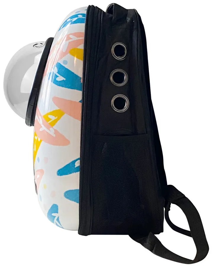 Rucsac pentru transportul animalelor de companie, alb cu model frunze