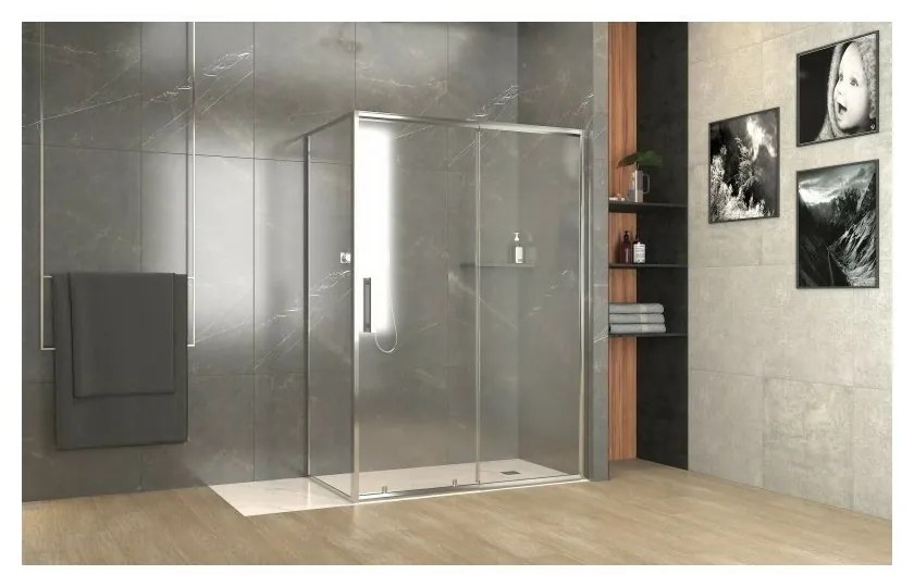 Cabina de dus dreptunghiulara Inter Ceramic cu usa glisanta 120x80 cm crom lucios - transparent