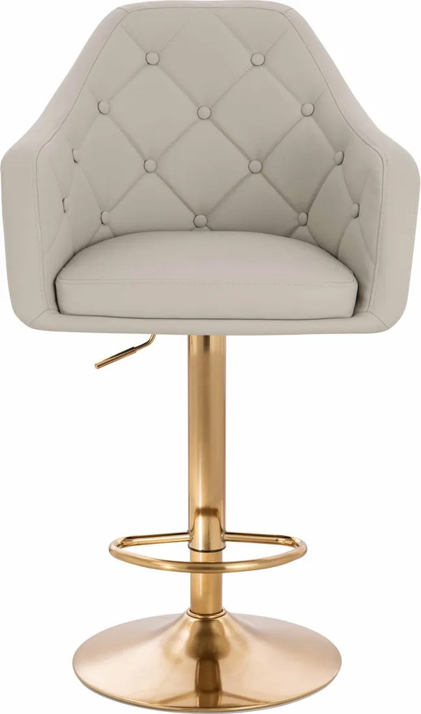 HR831W Scaun Ecru Piele Ecologica Premium Soft cu Bază Aurie