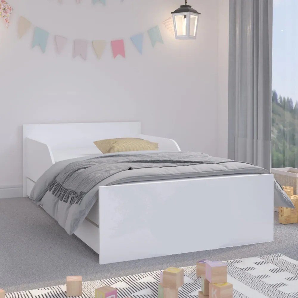 Pat alb simplu si universal pentru copii 160 x 80 cm