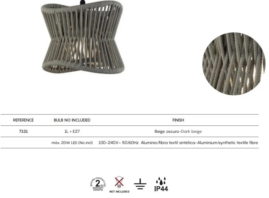 Pendul iluminat exterior IP44 POLINESIA 30cm