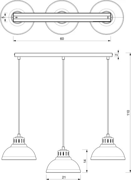 Lampă suspendată SVEN cu cablu, 3xE27/15W/230V, crem