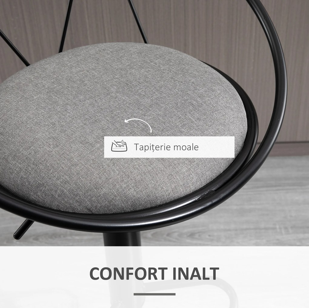 Homcom Set 2 Scaune de Bar – Pivotante, Maro, Reglabile 78–100 cm | Aosom Romania