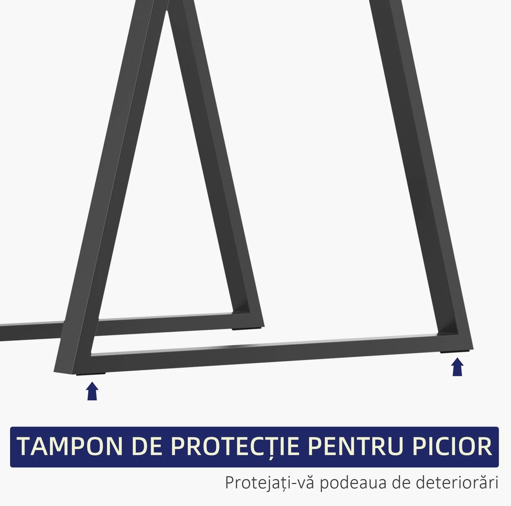 HOMCOM Set 2 Picioare de Masă Trapezoidale cu 6 Găuri și 12 Șuruburi, 70x5x72 cm, Negru | Aosom Romania