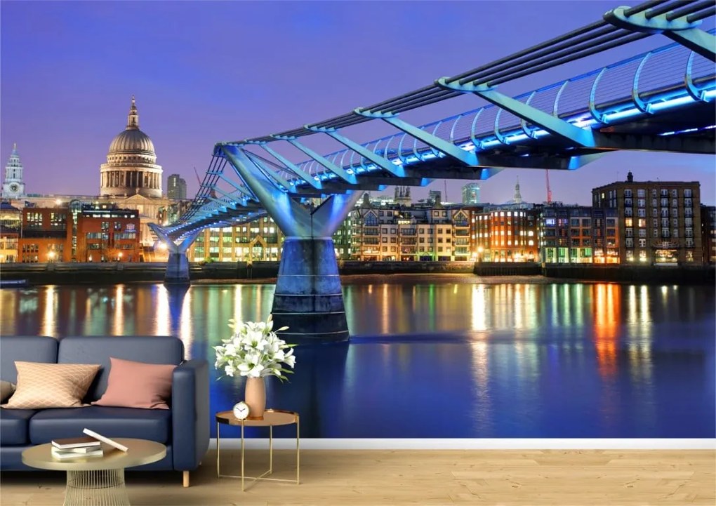 Tapet Premium Canvas - Podul luminat albastru