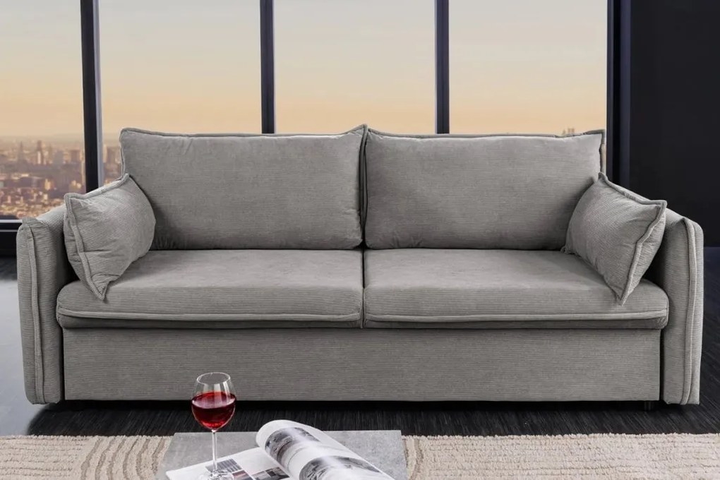 Canapea extensibila, Catifea Raiata, Gri, APARTMENT 215cm A-44503 VC