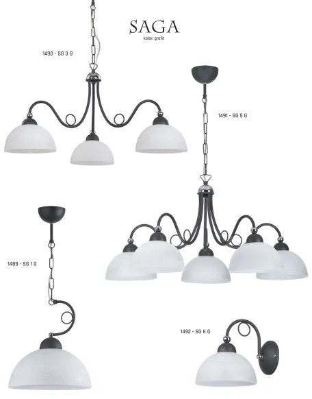 Jupiter 1491 - Lustra cu lant SAGA 5xE27/60W/230V