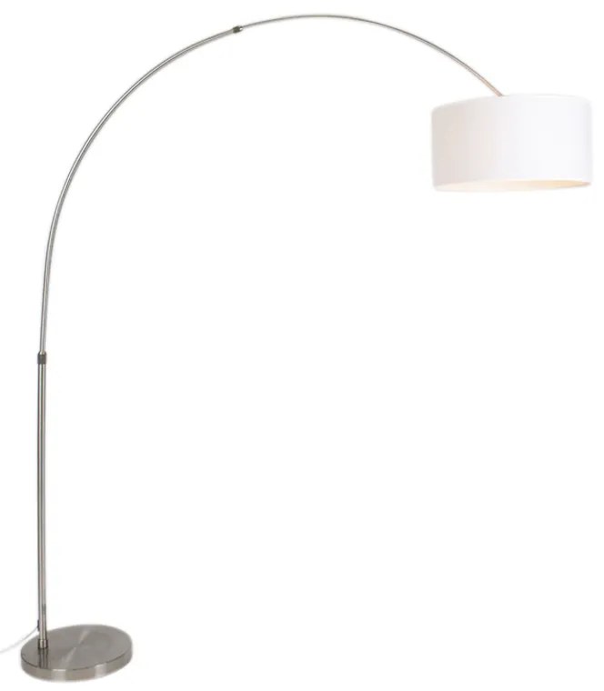Lampă cu arc din oțel cu abajur din stofă alb 50/50/25 reglabil - XXL