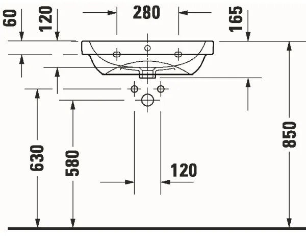 Duravit D-CODE lavoar suspendat 60x46 cm, ceramică, alb lucios - 23986000002