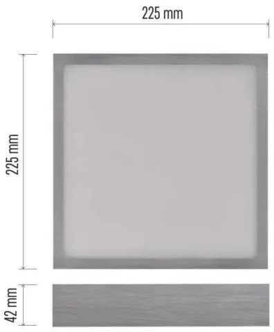 Plafonieră LED/21W/230 3000/3500/4000K 22,5x22,5 cm crom