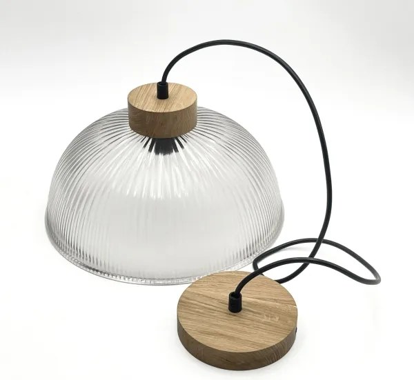Suspensie pe cablu PIA, 1xE27/60W/230V, Ø 30 cm, finisaj stejar