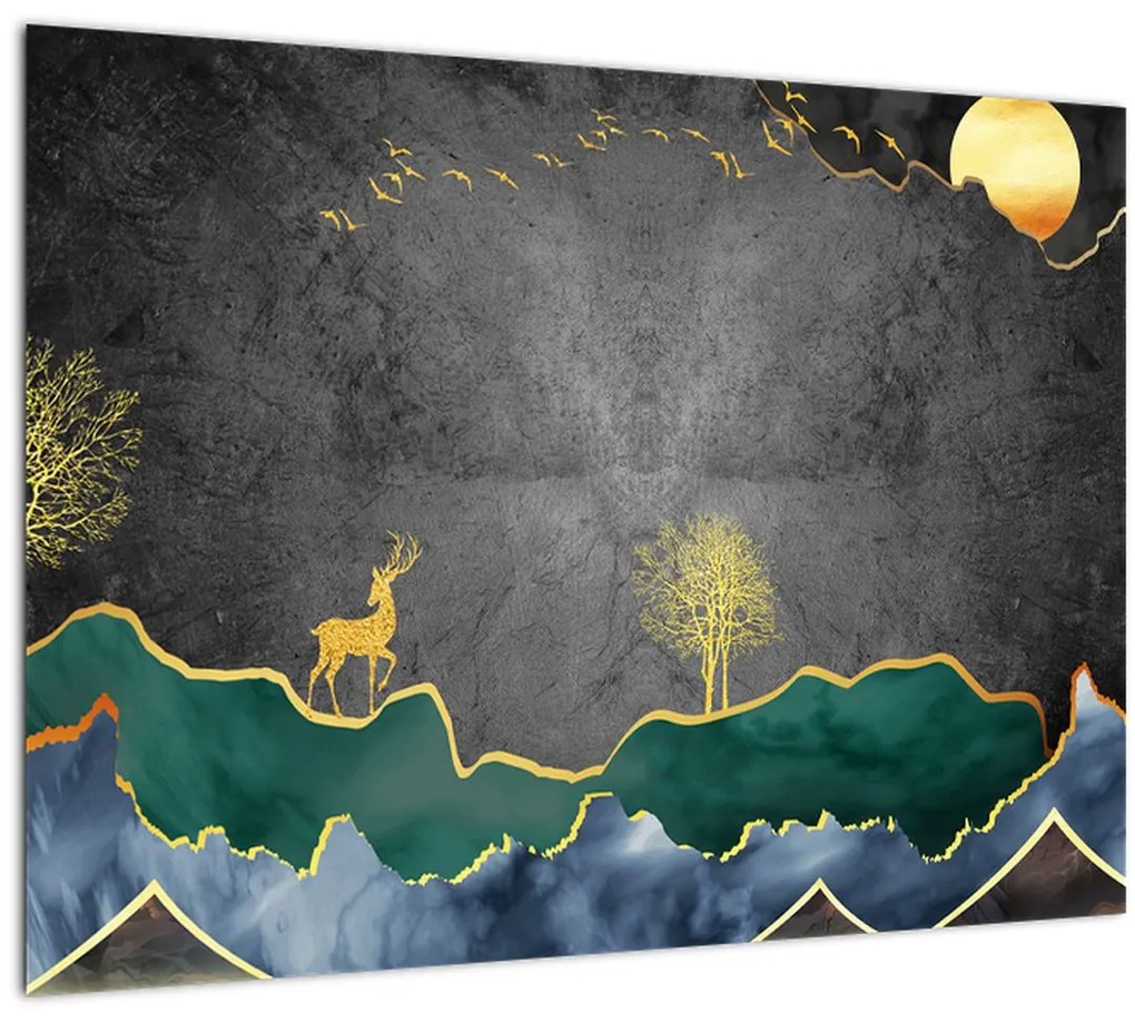 Tablou pe sticlă - Munții (70x50 cm)