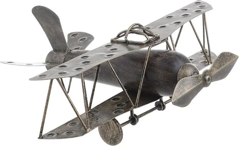 Decoratiune avion din lemn si metal