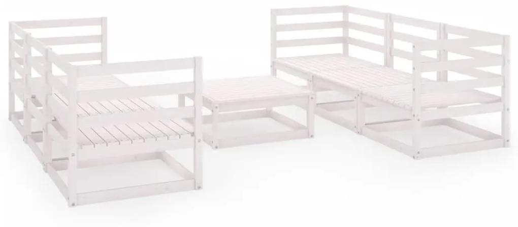 3075335 vidaXL Set mobilier de grădină, 7 piese, alb, lemn masiv de pin