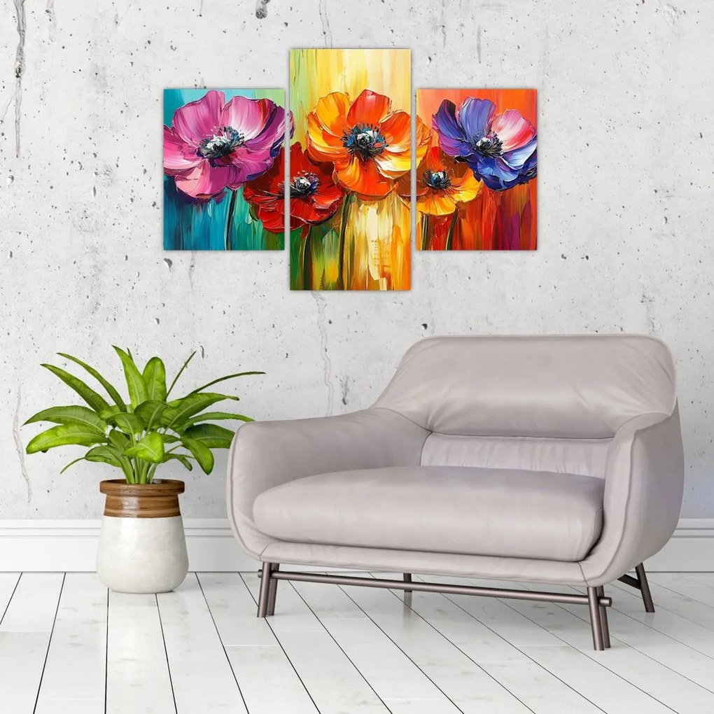 Tablou - Cinci flori colorate (90x60 cm)